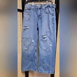 Zara Womens Size 6 Heart Themed Jeans
